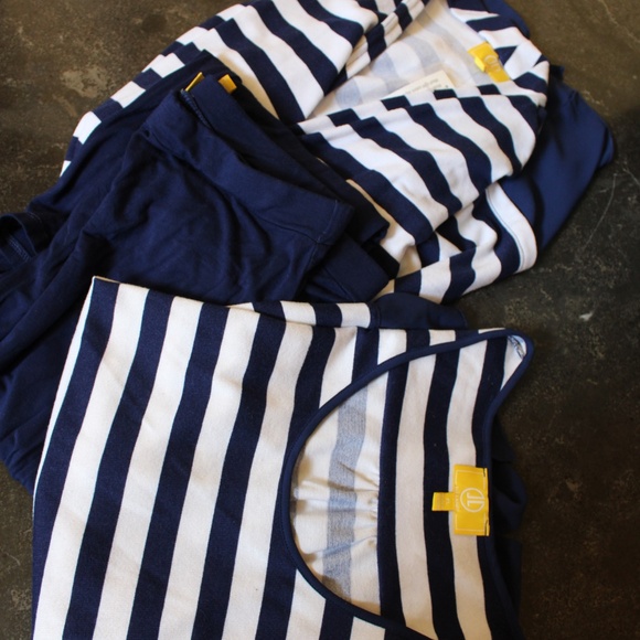 LIZ LANGE, Women’s Navy and White Striped Knit Cardigan ,Tank top & pants Set - Picture 2 of 9